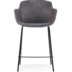 Tabouret snack mi-hauteur 'LARISSA MINI' en velours gris