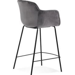 Tabouret snack mi-hauteur 'LARISSA MINI' en velours gris