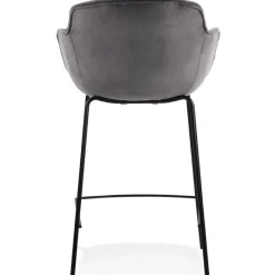Tabouret snack mi-hauteur 'LARISSA MINI' en velours gris