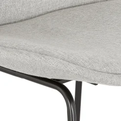 Tabouret snack mi-hauteur 'RIGO MINI' en tissu gris et pieds en métal noir