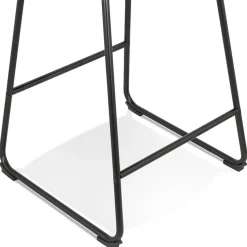 Tabouret snack mi-hauteur 'RIGO MINI' en tissu gris et pieds en métal noir