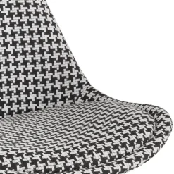 Tabouret snack mi-hauteur 'MORISS MINI' en tissu pied de poule et pieds en bois naturel