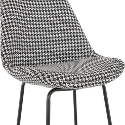 Tabouret snack mi-hauteur 'SPARK MINI' en tissu pied de poule et pieds en métal noir