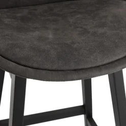 Tabouret snack mi-hauteur 'ASPEN MINI' en microfibre grise et pieds en bois noir