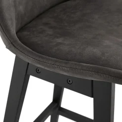 Tabouret snack mi-hauteur 'ASPEN MINI' en microfibre grise et pieds en bois noir