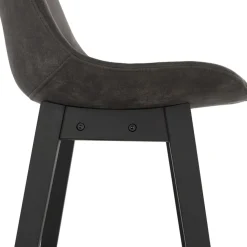 Tabouret snack mi-hauteur 'ASPEN MINI' en microfibre grise et pieds en bois noir