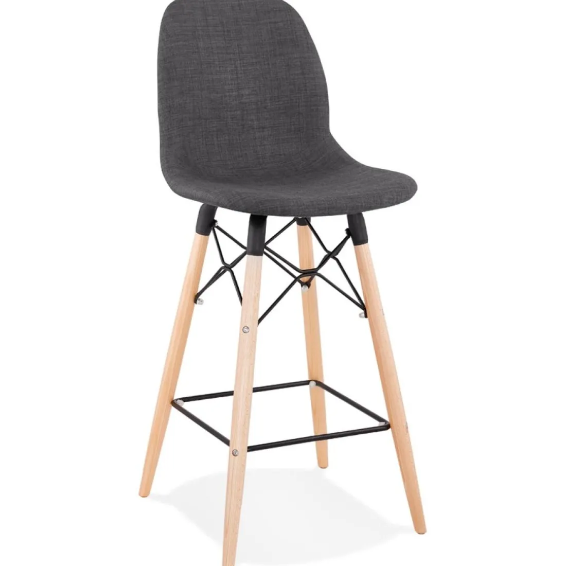Tabouret snack mi-hauteur 'GALACTIK MINI' en tissu gris style scandinave
