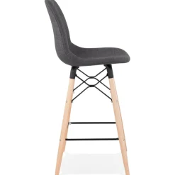 Tabouret snack mi-hauteur 'GALACTIK MINI' en tissu gris style scandinave