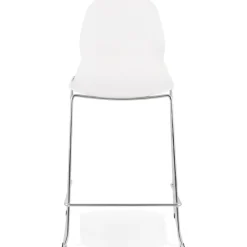 Tabouret snack mi-hauteur 'BERLIN MINI' blanc empilable avec pied en métal chromé