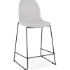 Tabouret snack mi-hauteur 'EKTOR MINI' en tissu gris clair empilable