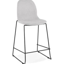 Tabouret snack mi-hauteur 'EKTOR MINI' en tissu gris clair empilable