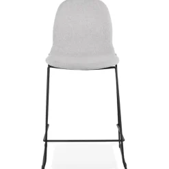 Tabouret snack mi-hauteur 'EKTOR MINI' en tissu gris clair empilable