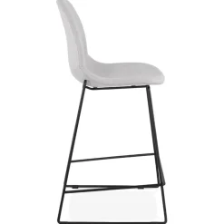 Tabouret snack mi-hauteur 'EKTOR MINI' en tissu gris clair empilable