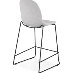 Tabouret snack mi-hauteur 'EKTOR MINI' en tissu gris clair empilable