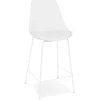 Tabouret snack mi-hauteur 'LEMON MINI' blanc avec pied en métal blanc