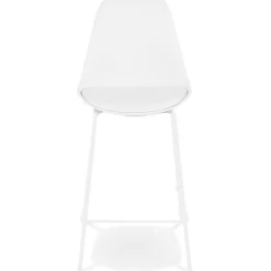 Tabouret snack mi-hauteur 'LEMON MINI' blanc avec pied en métal blanc