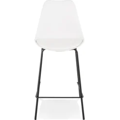 Tabouret snack mi-hauteur 'LEMON MINI' blanc avec pied en métal noir