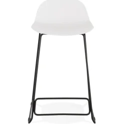 Tabouret snack mi-hauteur 'BABYLOS MINI' blanc avec pieds en métal noir