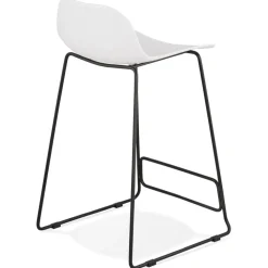 Tabouret snack mi-hauteur 'BABYLOS MINI' blanc avec pieds en métal noir