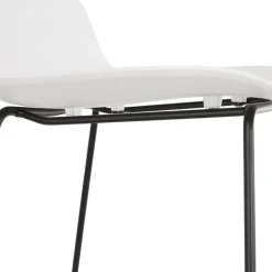 Tabouret snack mi-hauteur 'BABYLOS MINI' blanc avec pieds en métal noir