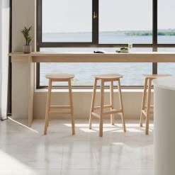 Tabouret snack mi-hauteur 'DUMAS MINI' en bois finition naturelle