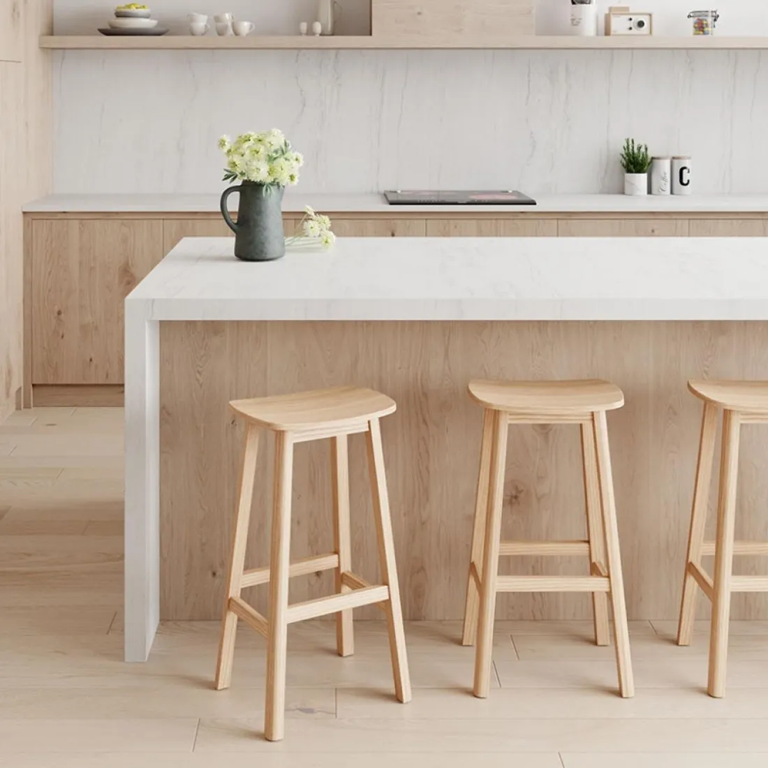 Tabouret snack mi-hauteur 'DUMAS MINI' en bois finition naturelle