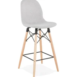 Tabouret snack mi-hauteur 'GALACTIK MINI' en tissu gris clair style scandinave