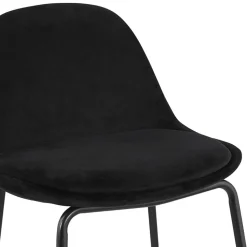Tabouret snack mi-hauteur 'FENTON MINI' en velours noir et pied en métal noir