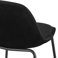Tabouret snack mi-hauteur 'FENTON MINI' en velours noir et pied en métal noir