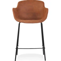 Tabouret snack mi-hauteur 'CALVIN MINI' en microfibre brune