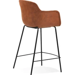Tabouret snack mi-hauteur 'CALVIN MINI' en microfibre brune