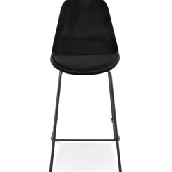Tabouret snack mi-hauteur 'SPARK MINI' en velours noir et pieds en métal noir