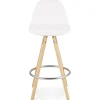 Tabouret snack mi-hauteur 'FLORENCE MINI' en tissu bouloché blanc style scandinave