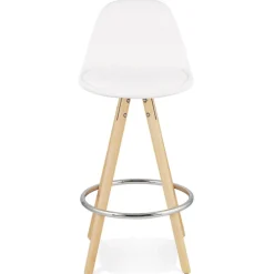 Tabouret snack mi-hauteur 'FLORENCE MINI' en tissu bouloché blanc style scandinave