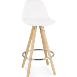 Tabouret snack mi-hauteur 'FLORENCE MINI' en tissu bouloché blanc style scandinave