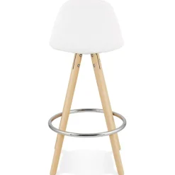 Tabouret snack mi-hauteur 'FLORENCE MINI' en tissu bouloché blanc style scandinave
