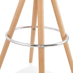 Tabouret snack mi-hauteur 'FLORENCE MINI' en tissu bouloché blanc style scandinave