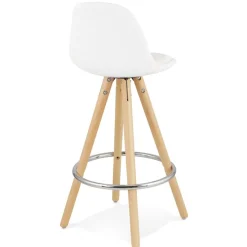 Tabouret snack mi-hauteur 'FLORENCE MINI' en tissu bouloché blanc style scandinave