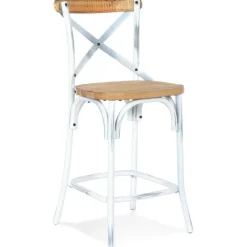 Tabouret snack mi-hauteur 'COTTAGE MINI' en bois finition Noyer effet vieilli