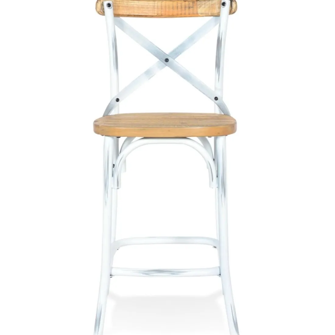 Tabouret snack mi-hauteur 'COTTAGE MINI' en bois finition Noyer effet vieilli