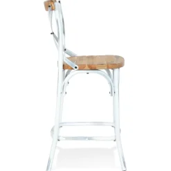 Tabouret snack mi-hauteur 'COTTAGE MINI' en bois finition Noyer effet vieilli