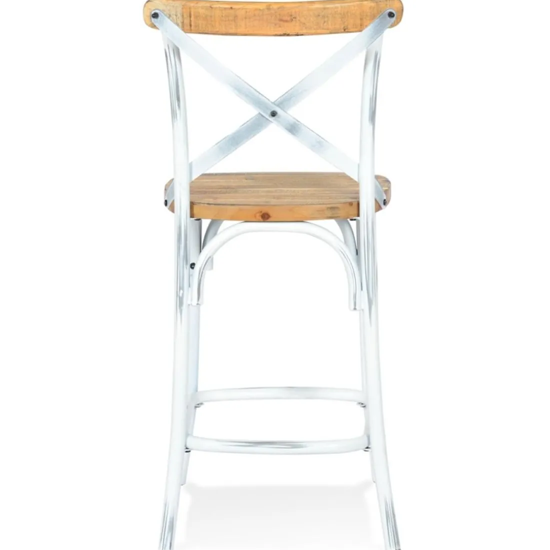 Tabouret snack mi-hauteur 'COTTAGE MINI' en bois finition Noyer effet vieilli