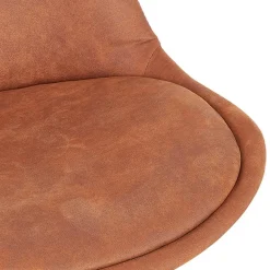 Tabouret snack mi-hauteur 'TAO MINI' en microfibre brune et pieds en métal noir