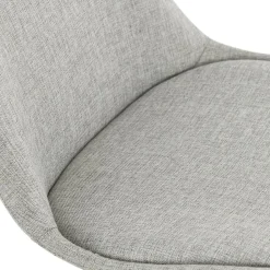 Tabouret snack mi-hauteur 'ALOE MINI' en tissu gris avec pied en métal blanc
