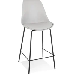 Tabouret snack mi-hauteur 'LEMON MINI' gris avec pied en métal noir