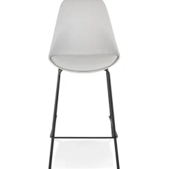 Tabouret snack mi-hauteur 'LEMON MINI' gris avec pied en métal noir