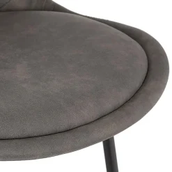 Tabouret snack mi-hauteur 'BIKI MINI' en microfibre grise et pieds en métal noir