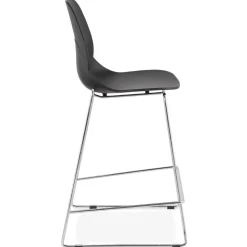 Tabouret snack mi-hauteur 'BERLIN MINI' noir empilable avec pied en métal chromé