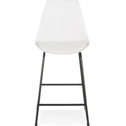 Tabouret snack mi-hauteur 'CHOKO MINI' blanc et pieds en métal noir