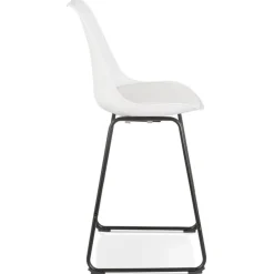 Tabouret snack mi-hauteur 'CHOKO MINI' blanc et pieds en métal noir